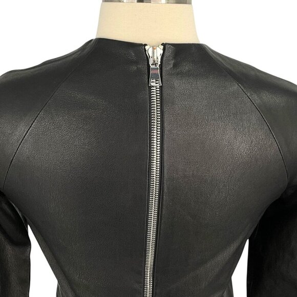 THEPERFEXT Harlem Leather Dress Black Zip Back 3/4 Sleeves Size M Medium - Picture 6 of 11